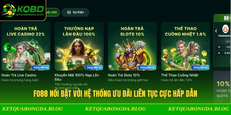FO88 nổi bật với hệ thống ưu đãi liên tục cực hấp dẫn